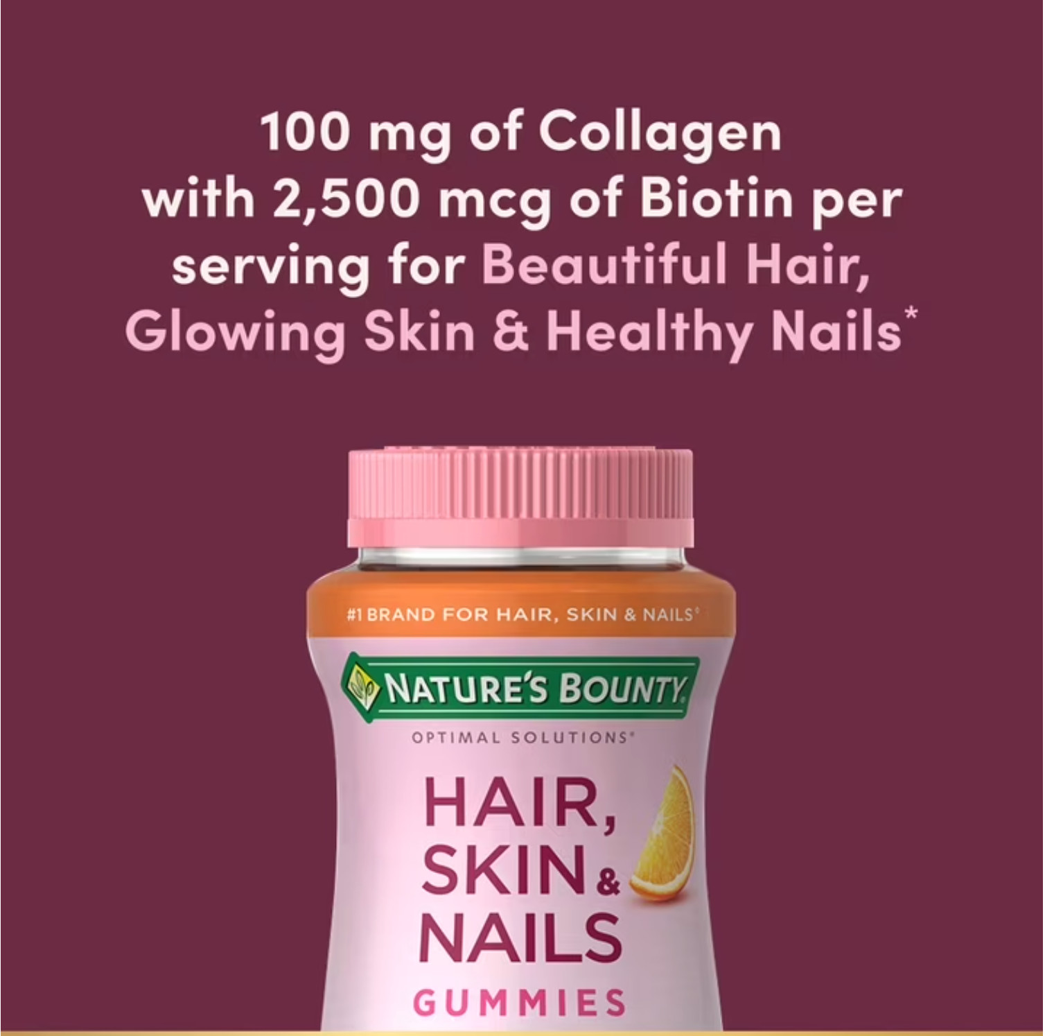 Nature’s Bounty Hair Skin & Nails Gummies Collagen Biotin 90 Gummies