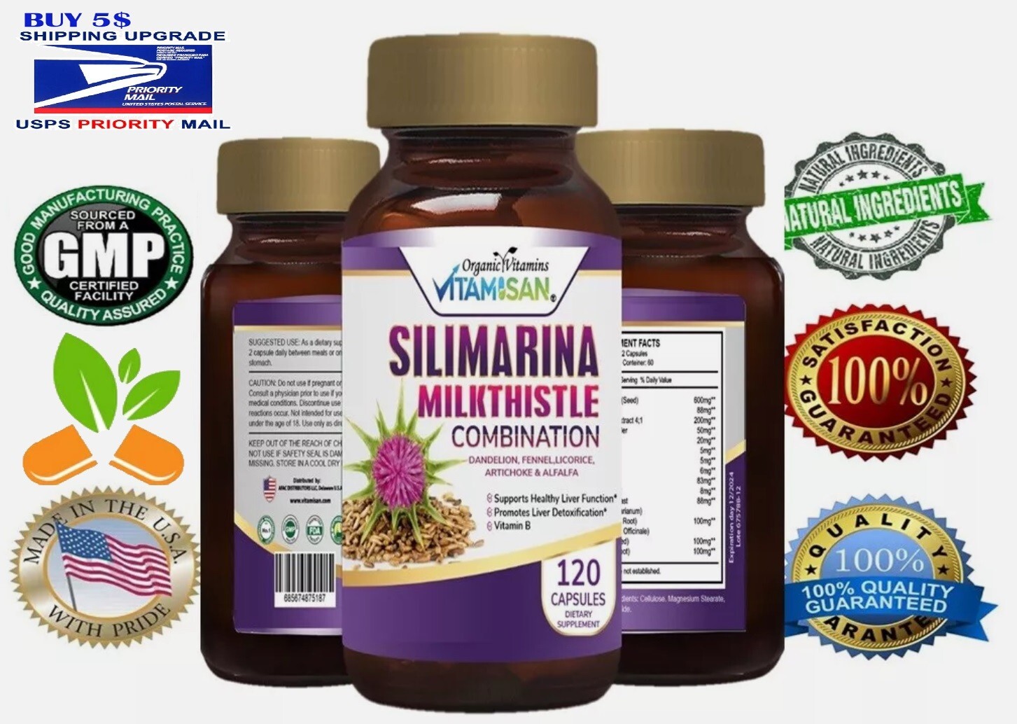 liver cleanse detox milk thistle extracts silymarin, b, artichoke, dandelion 120