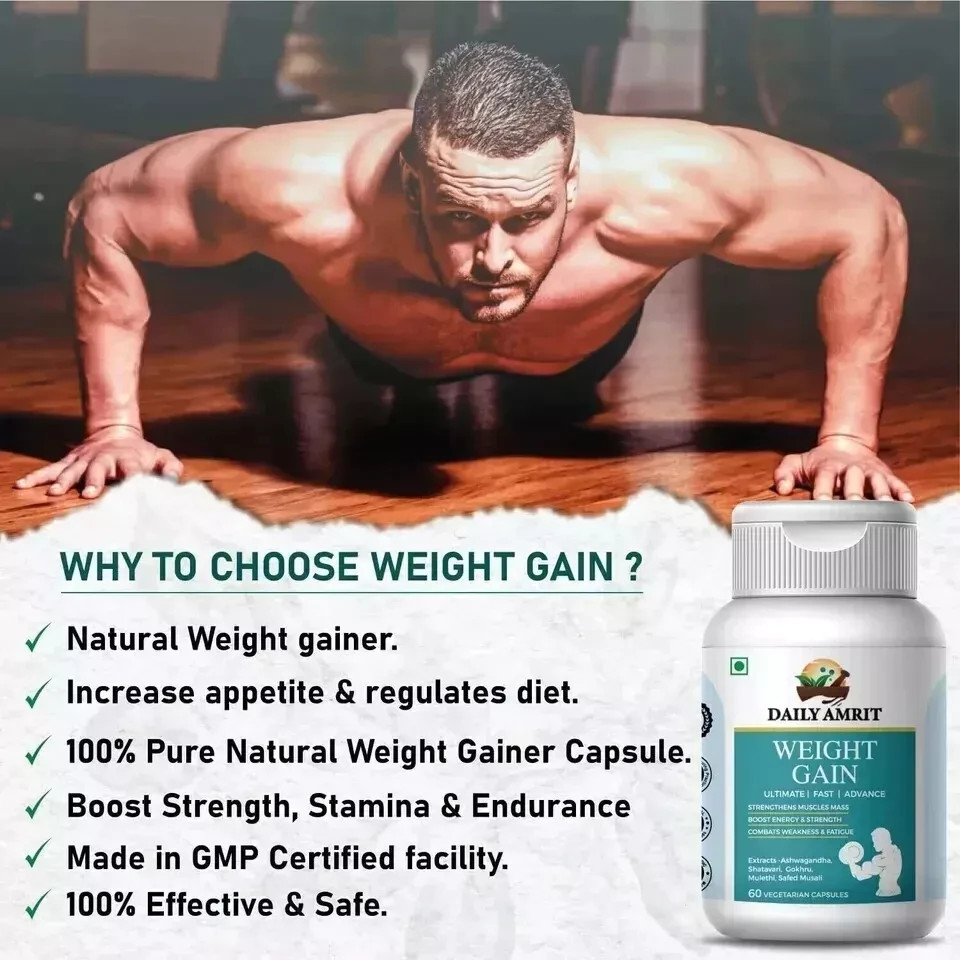 BODY GROW Fast Weight Gain Pills Muscle Gainer WEGHT GAIN 60 CAPSULES- Men USA