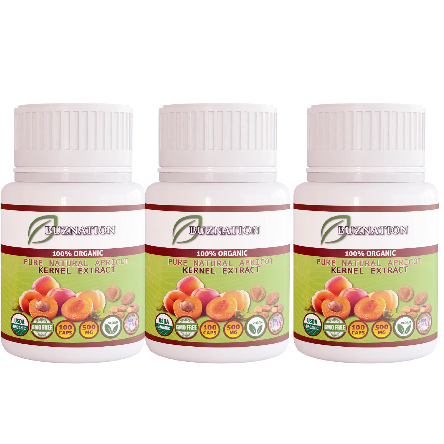 Organic Apricot Extract Boosts Metabolism & Healthy Skin 100 Caps 500mg FREESHIP