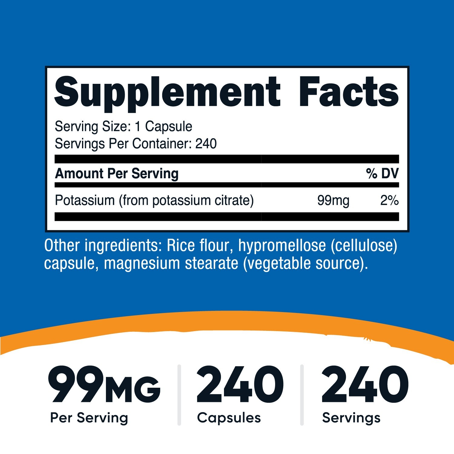 Nutricost Potassium Citrate 99mg, 240 Capsules – Gluten Free & Non-GMO