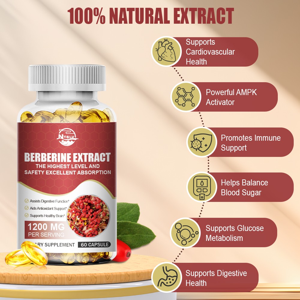 1-4Bottles Berberine Extract Capsules Digestive Antioxidant Brain Health Support