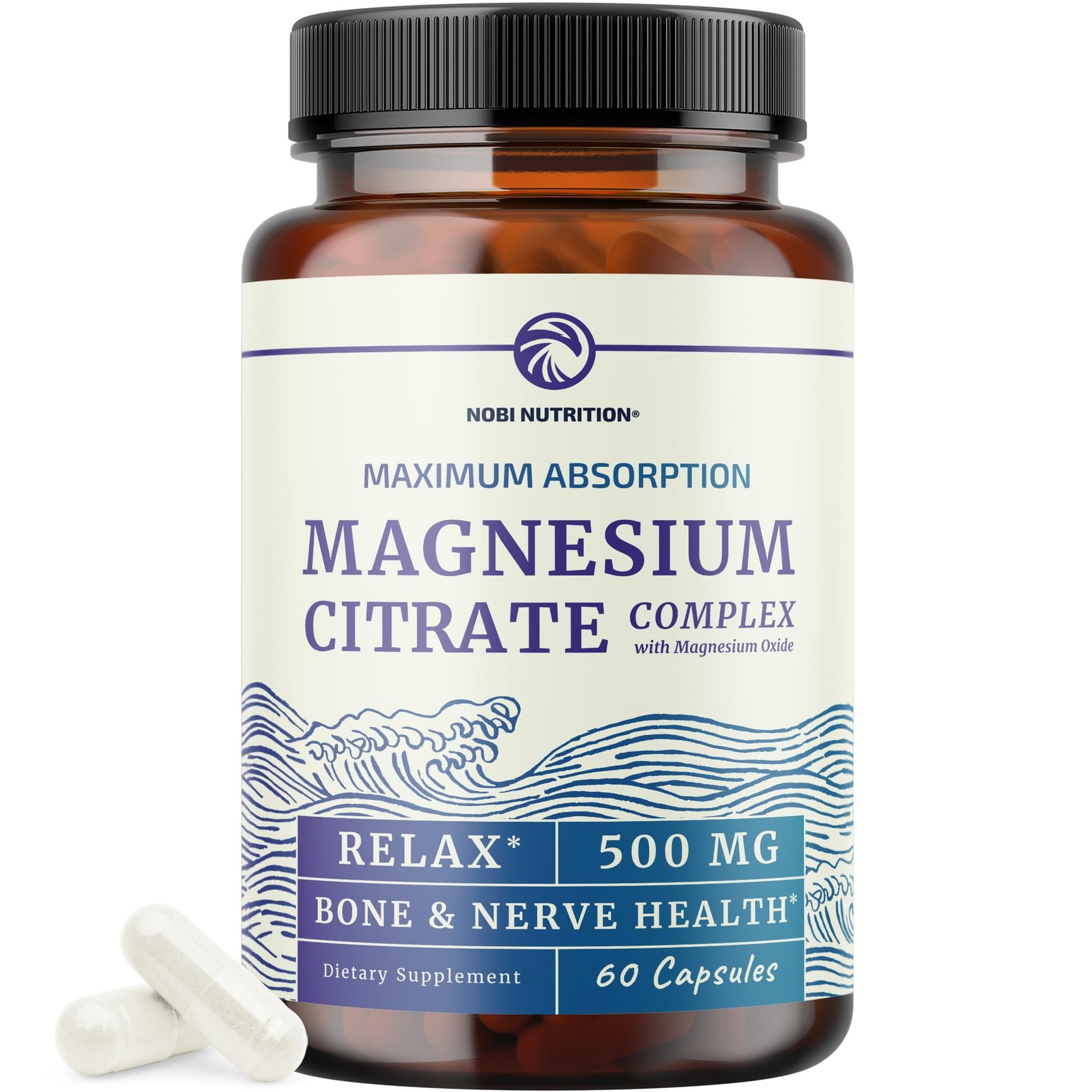 Magnesium Citrate Complex 500 MG for Constipation & 60 Count (Pack of 1)