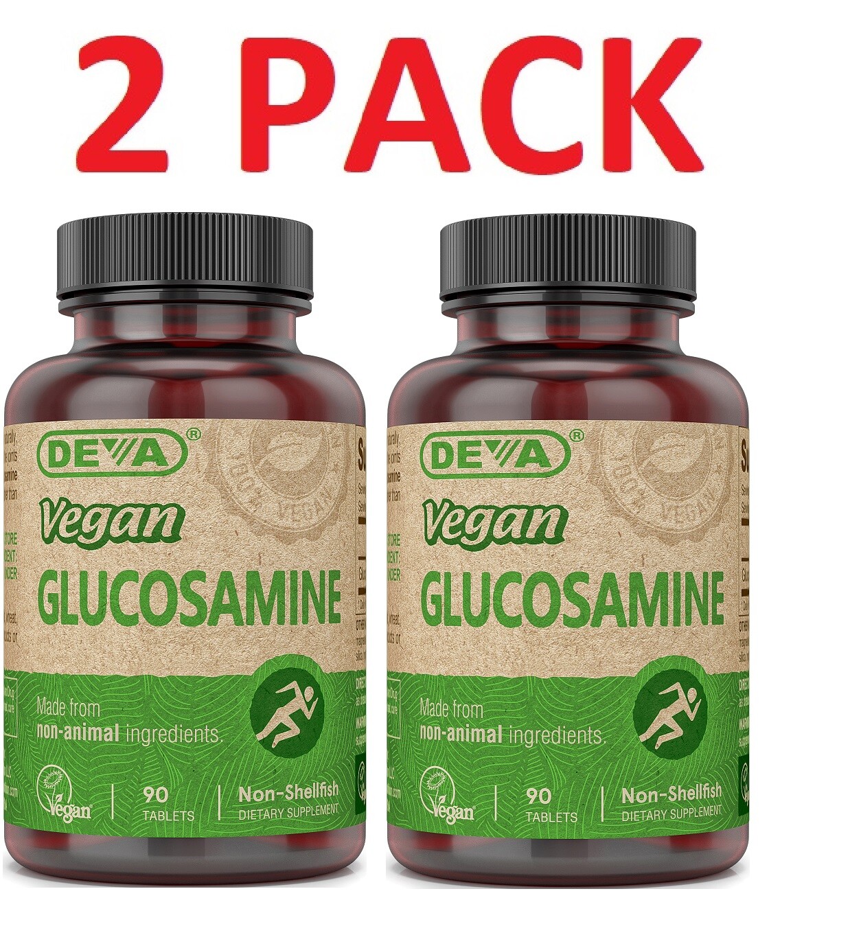 Deva Vegan Glucosamine , 100% Vegetarian, (Non-Shellfish) (2 PACK)