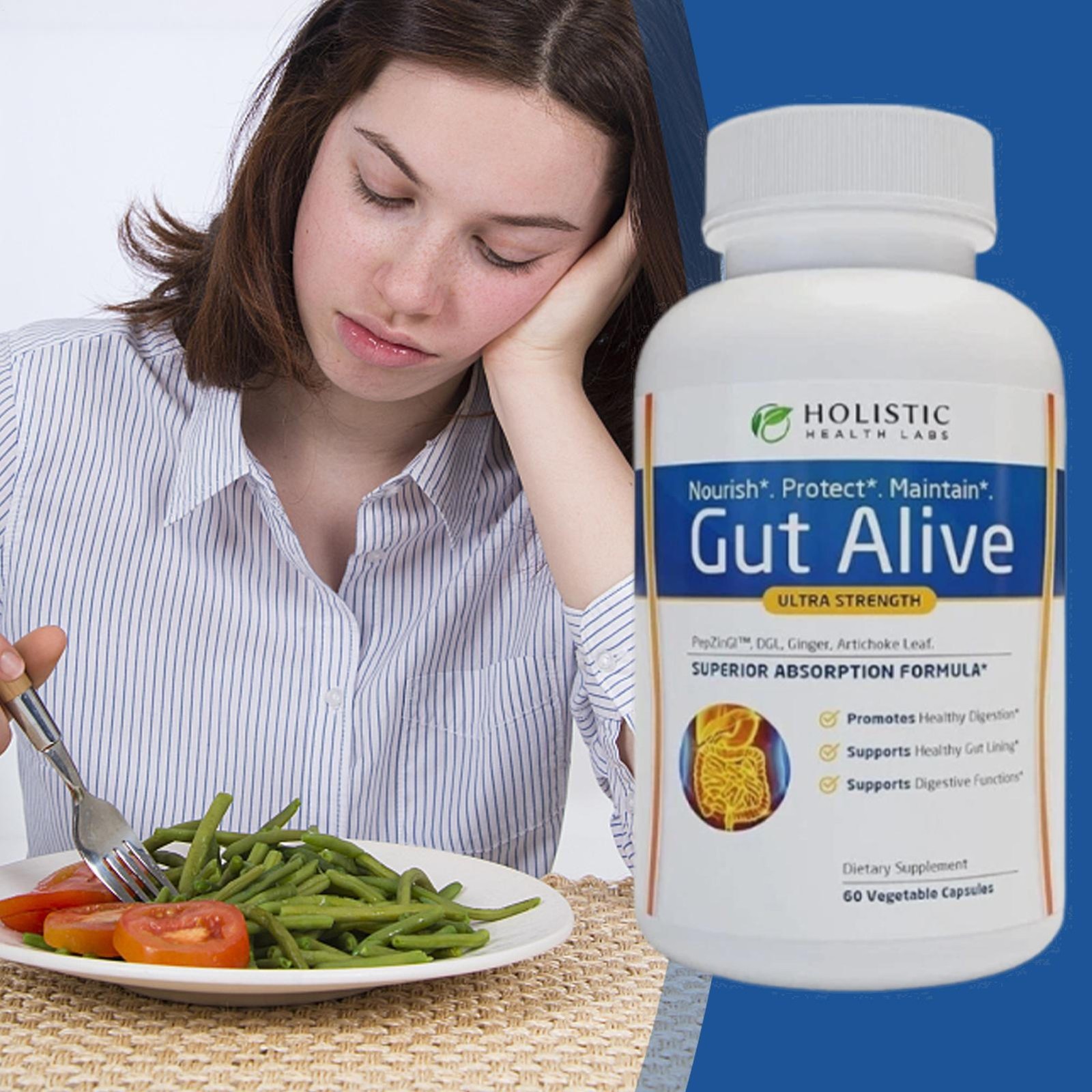 Holistic Health Labs Gut Alive Ultra Strength Gut Health 60 Capsules (1-3 Pack)
