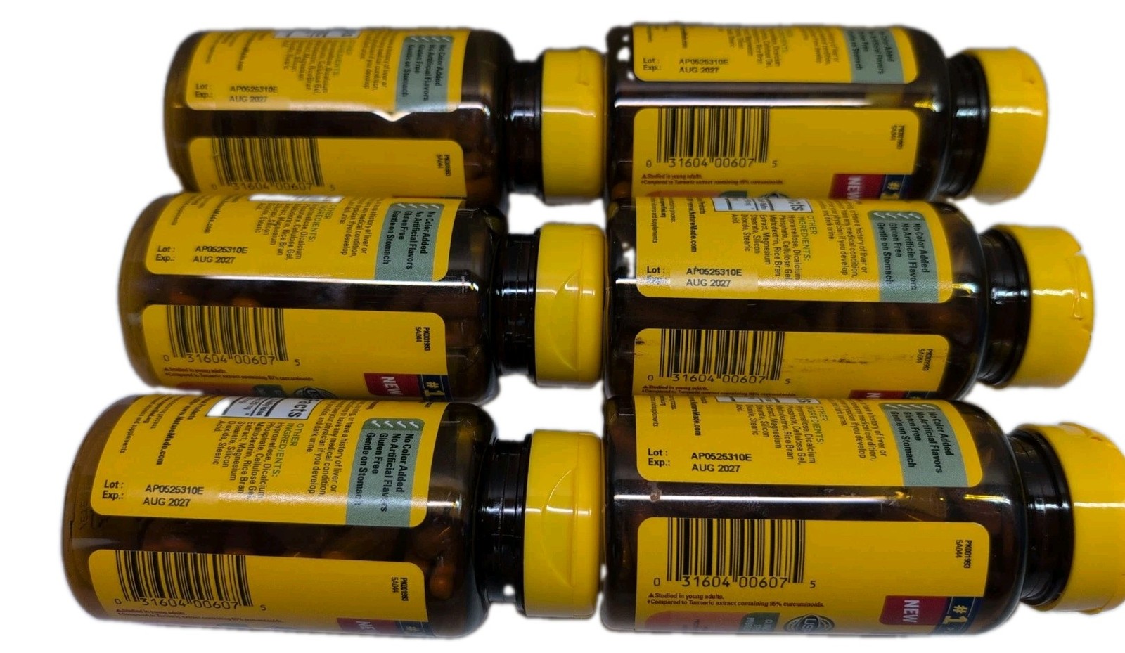 (6) Nature Made High Absorption Turmeric 30 Capsules Each. Exp: 08/2027