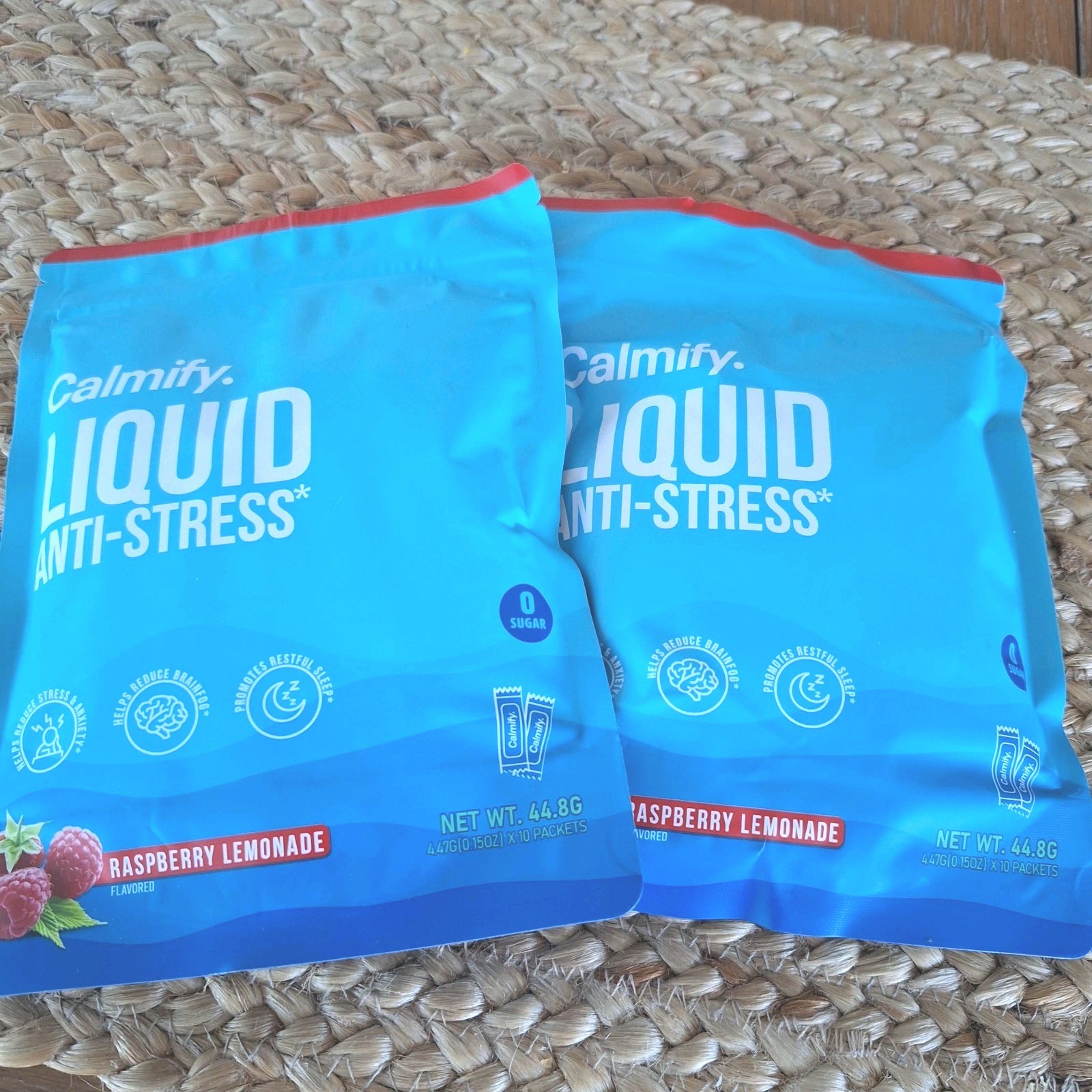 2 Packs Calmify Liquid Anti Stress Drink Packets Raspberry Lemonade 1/2028 NEW