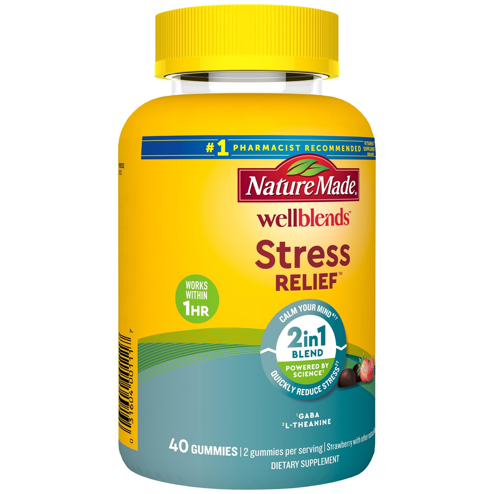 Nature Made Wellblends Stress Relief Gummies, L 40 Count (Pack of 1), Purple