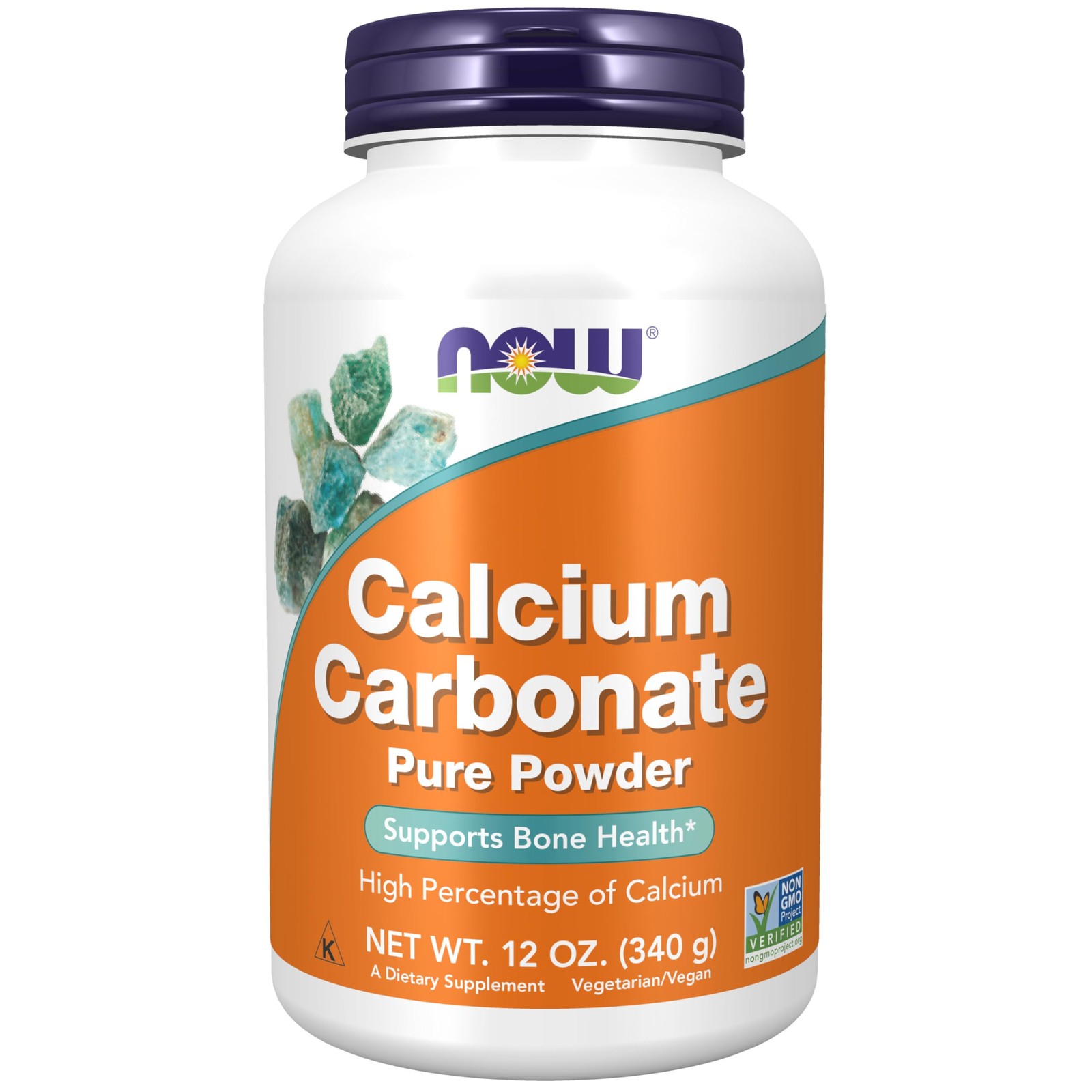 NOW Calcium Carbonate 12 Ounce Powder Pure Mineral Supplement for Bone Health