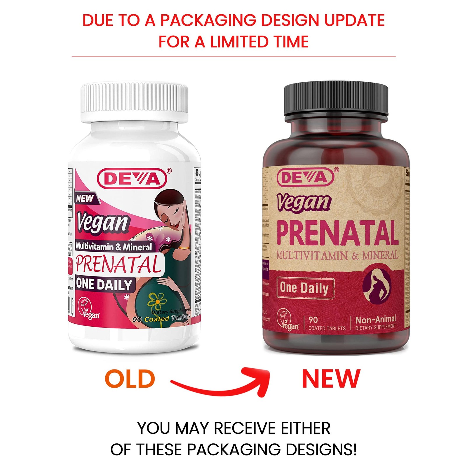 DEVA Vegan Vitamins Prenatal Multivitamin & Mineral – 90 Count (Pack of 2)