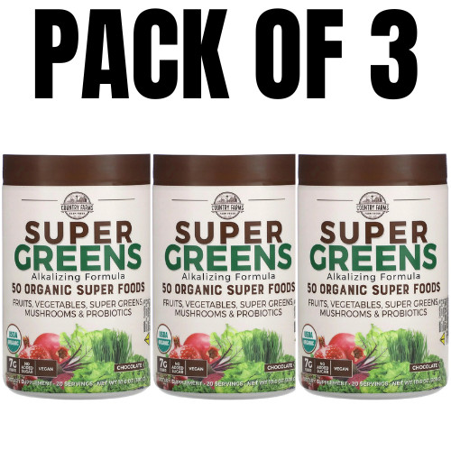 Super Greens Alkalizing Formula – Chocolate Flavor – 10.6 oz (300 g) – Pack of 3