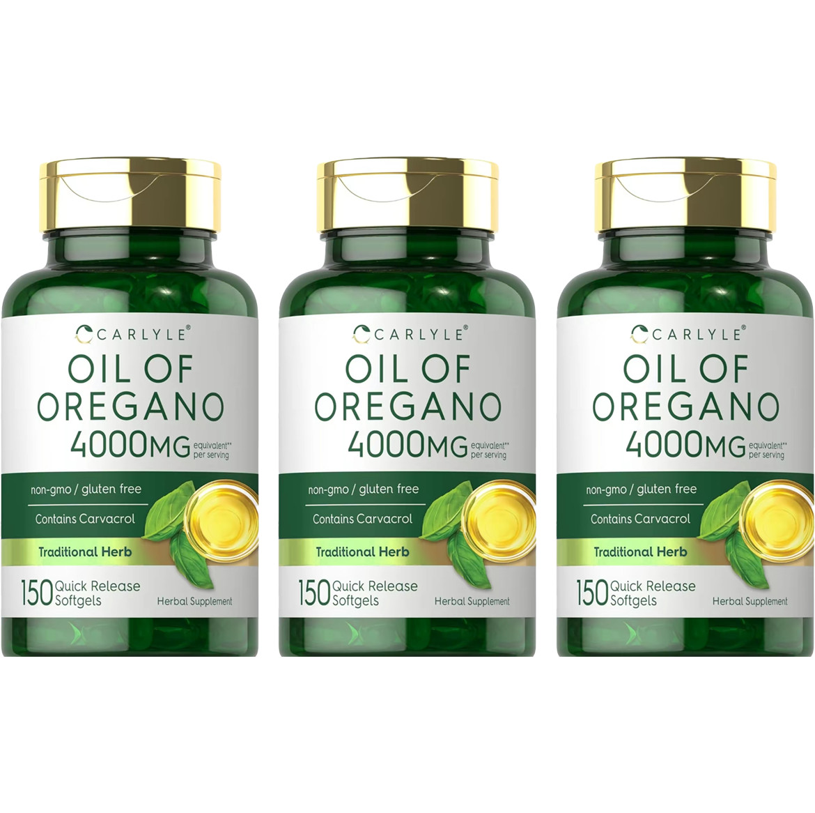 Carlyle Oregano Oil 4000Mg Supplement Formula | 150 Softgel Capsules | Contain