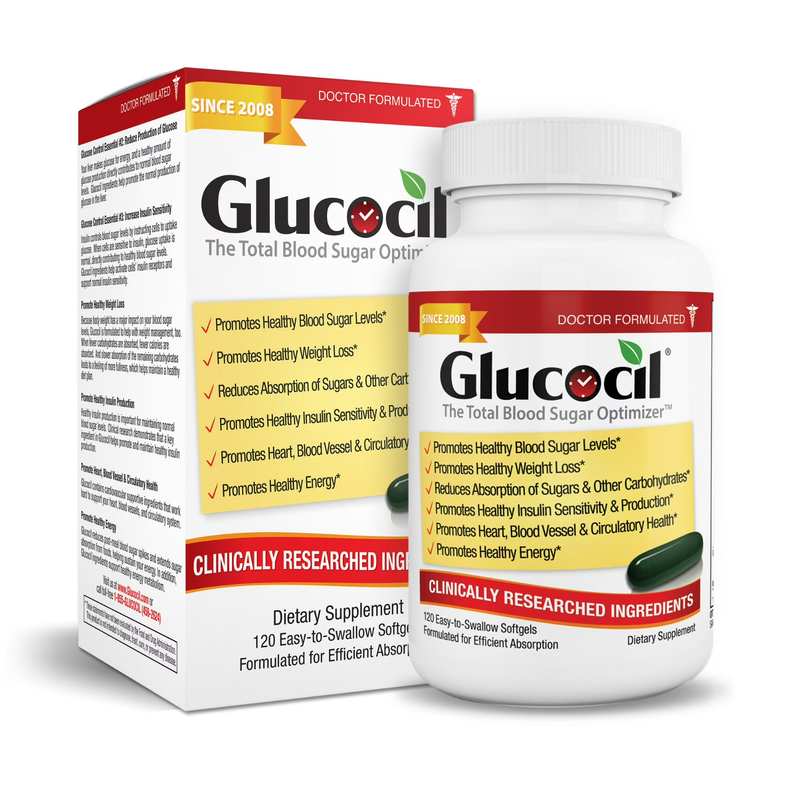 Glucocil 30-Day Supply 120CT – Premium Blood Sugar Support – Free Shipping US