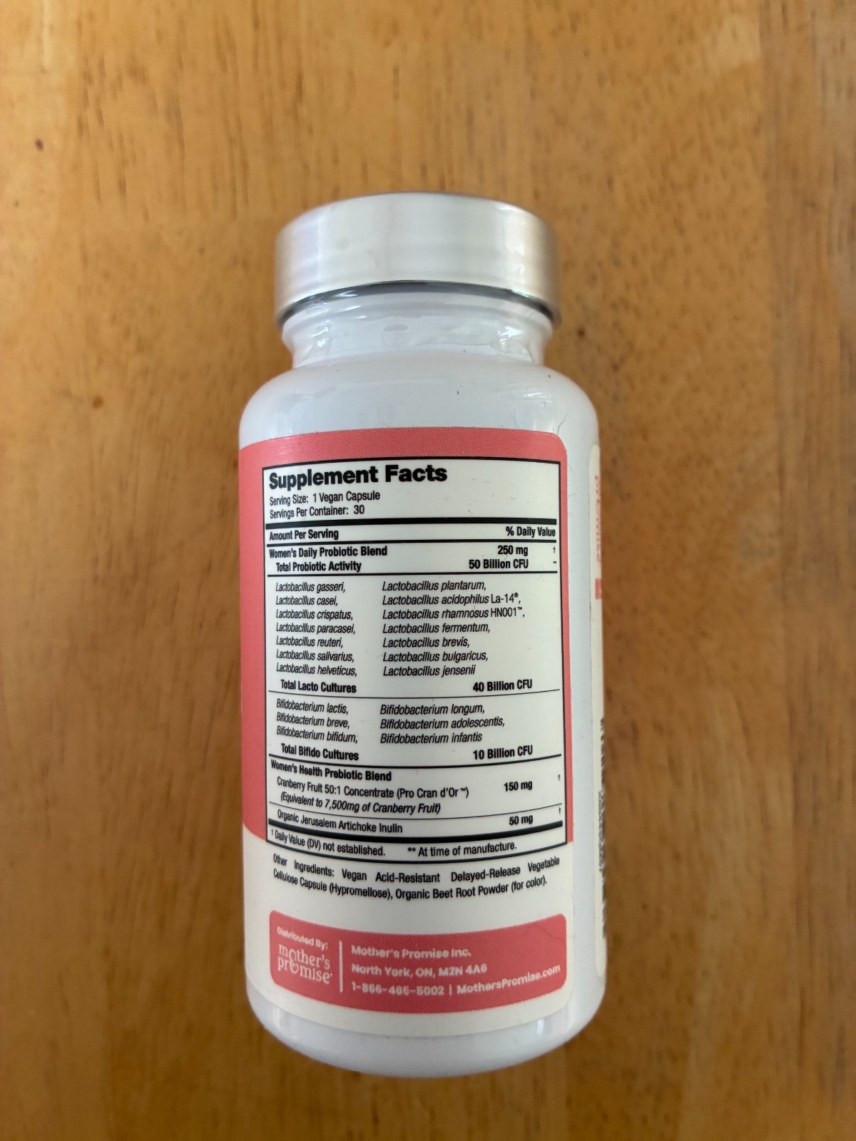 Mother’s Promise Vaginal Probiotics, 50 Billion CFU, 30 Vegan Capsules
