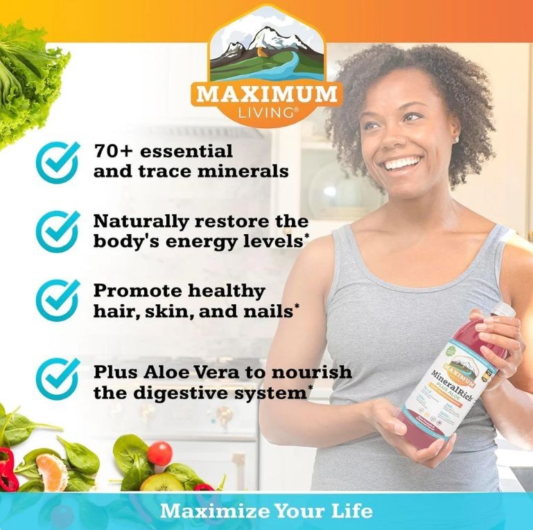 1 BOTTLE MAXIMUM LIVING MINERALRICH LIQUID MINERALS. MINERAL RICH. 32 OZ.