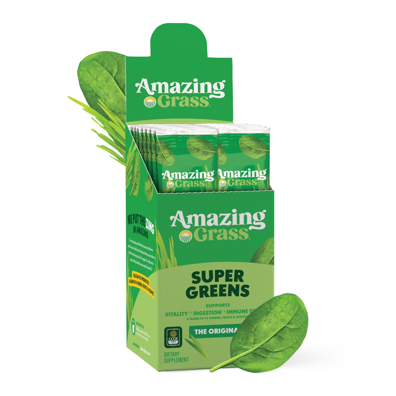 Amazing Grass Greens Blend Superfood Super Greens Powder Smoothie Mix with Sp…