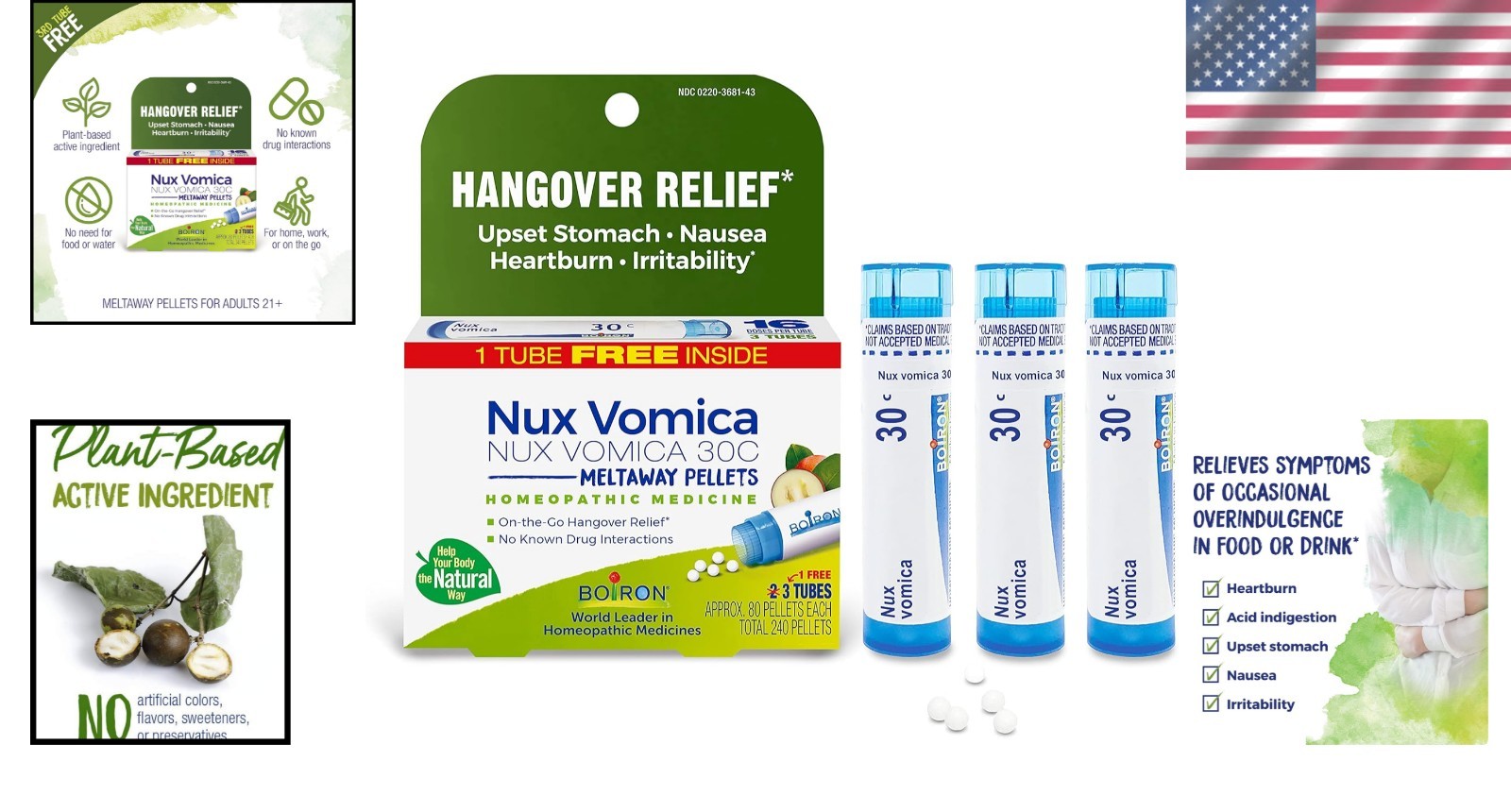 Non-Drowsy Homeopathic Hangover Relief – 240 Fast-Dissolving Pellets – 3 Count