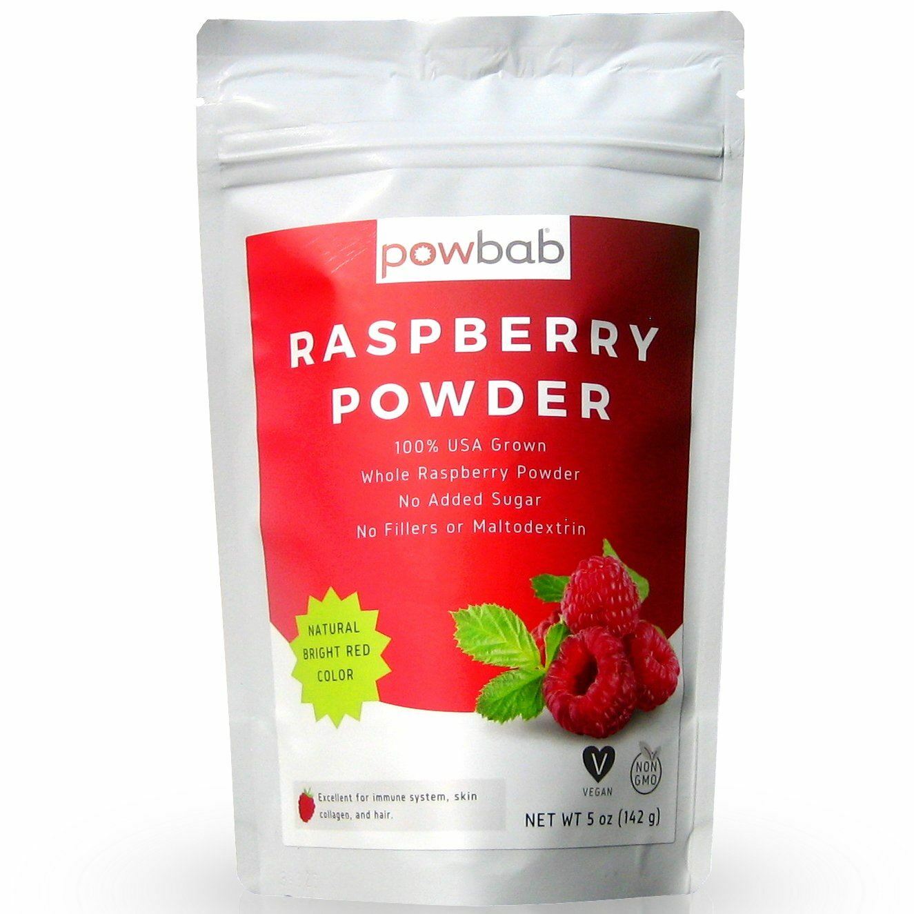 powbab Raspberry Powder: 100% USA Grown Organic Raspberries. No Added Sugar. 5oz