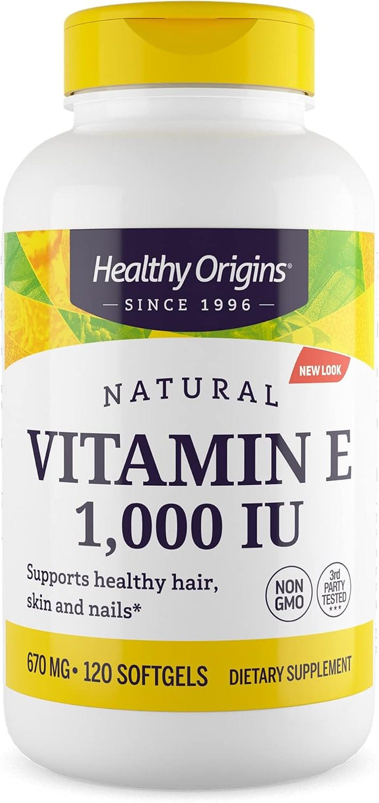 Vitamin E, 1,000 IU (Natural) Mixed Tocopherols – Vitamin E Supplement – Gluten-