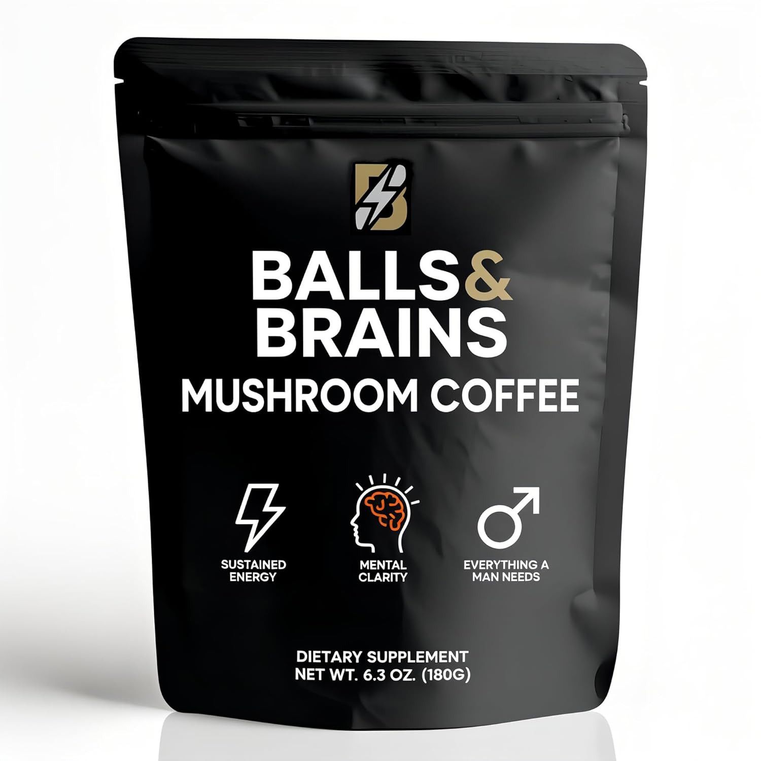 Balls n Brains Mushroom Coffee – Instant Coffee with Men’s Herbal Energy, Suppor