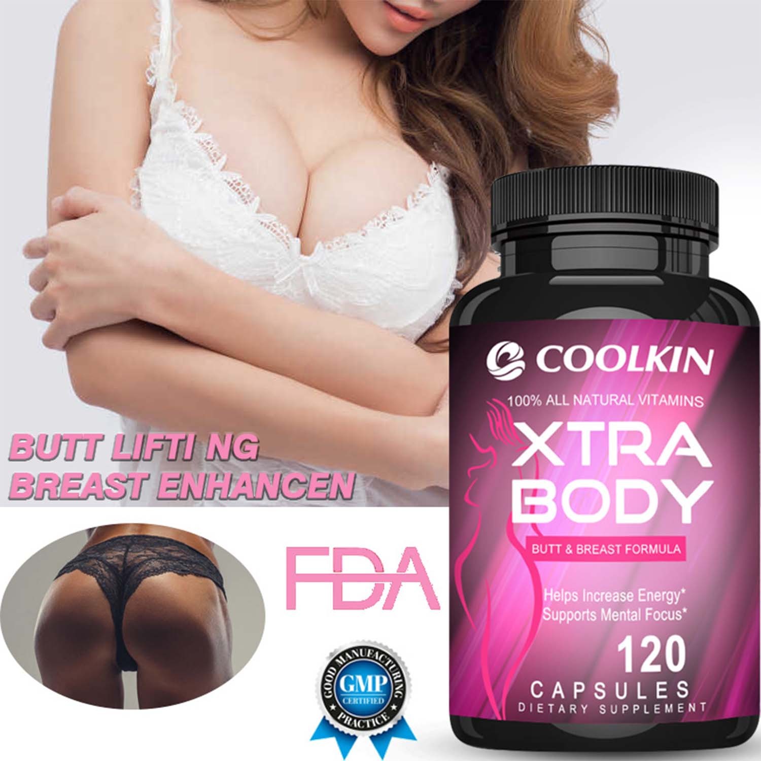 Xtra Body 120pcs – Pueraria Mirifica – Butt Breast Enlargement, Estrogen Balance
