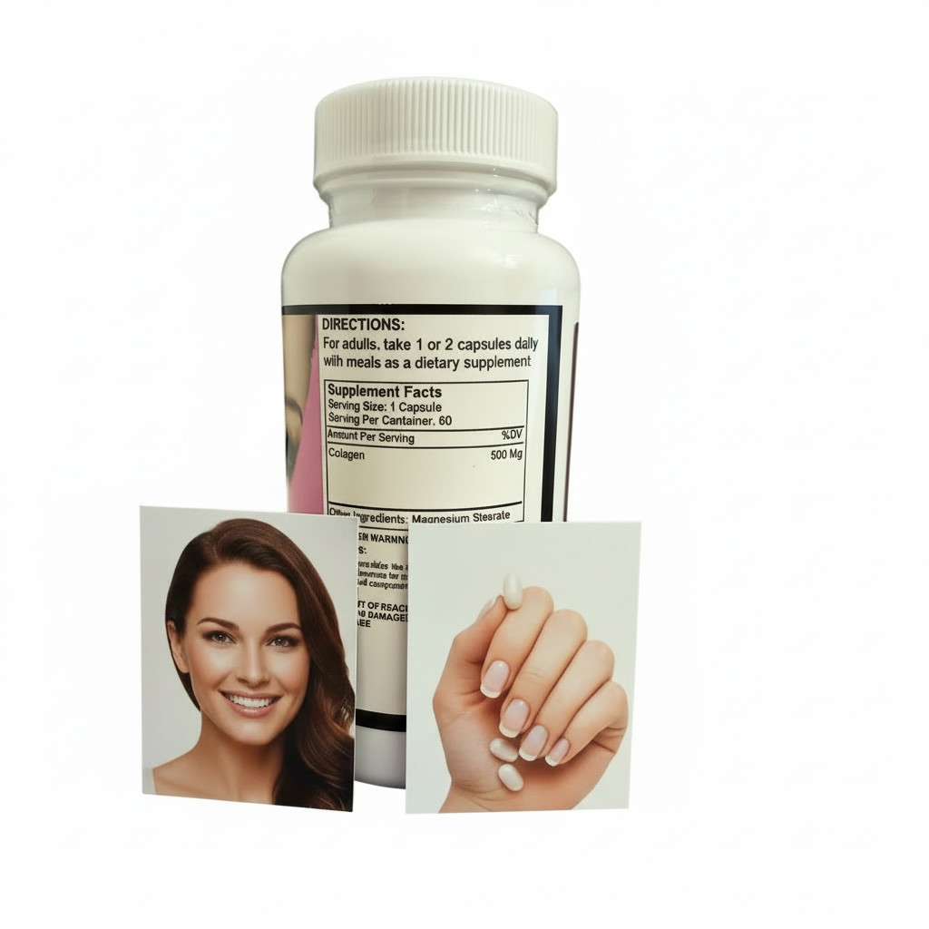 Collagen 500mg Capsules | Skin Hair Nails Supplement 240 Capsules 4 Bottles