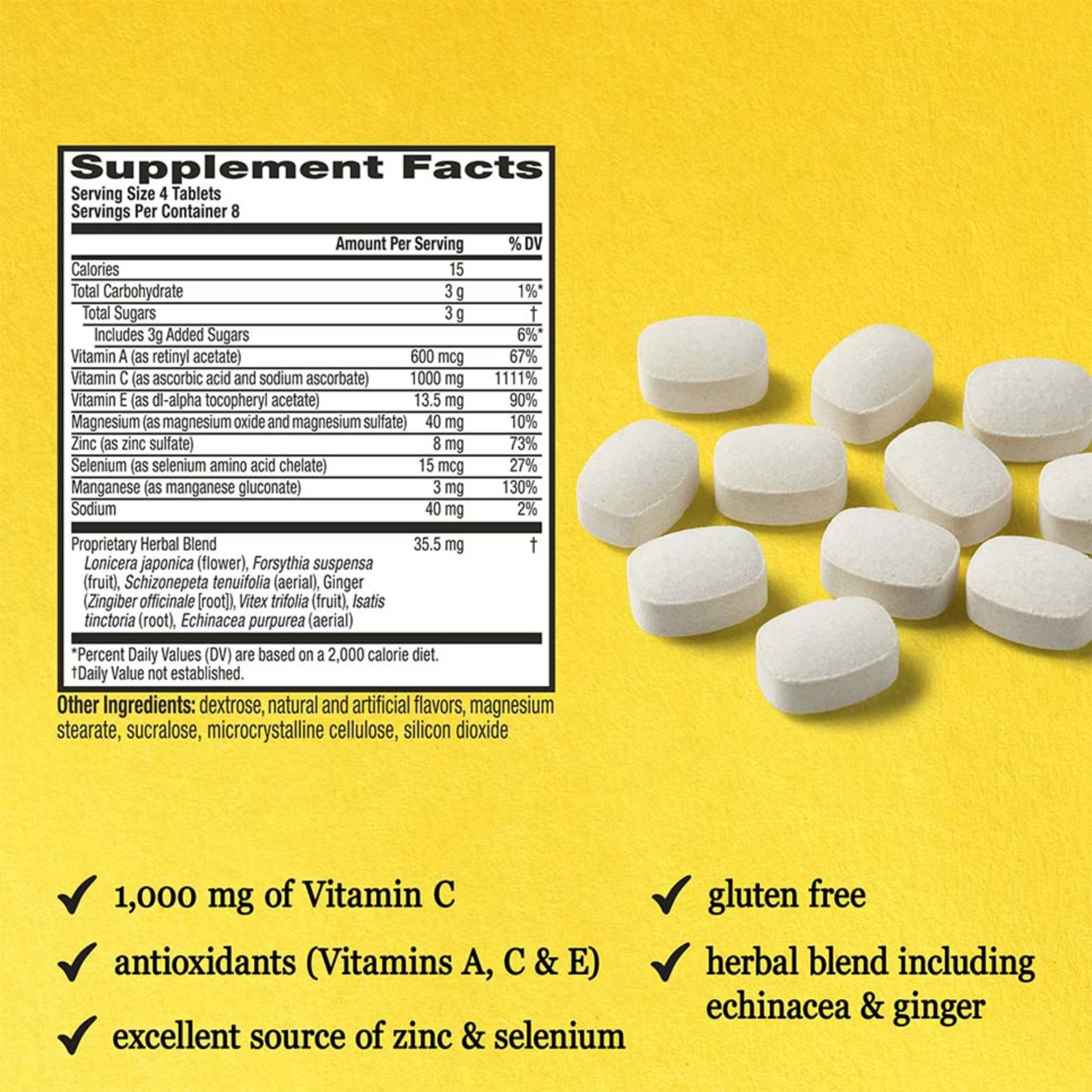 Airborne 1000mg Vitamin C Immune Support Multivitamin Effervescent Tablets, Citr