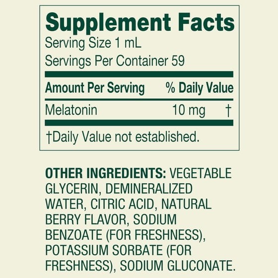 New Spring Valley Liquid Melatonin Dietary Supplement, 10 mg, 2 fl oz