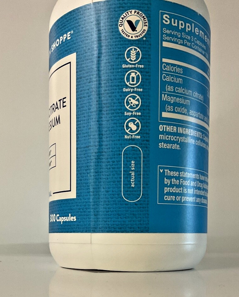 TheVitamin Shoppe CALCIUM CITRATE+MAGNESIUM 300 Capsules BEST BY 6/25
