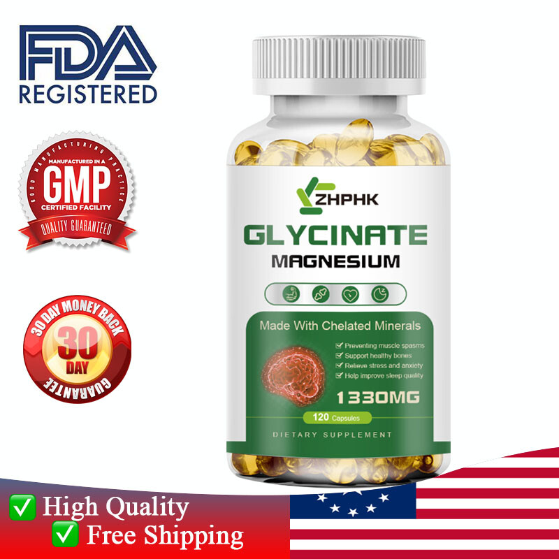 ZHPHK Magnesium Glycinate Capsules, 1330mg Per Servings, High Absorption