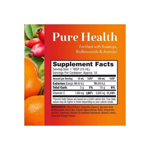 Vitamin C Natural Citrus Liquid 8 Oz 1000 Mg