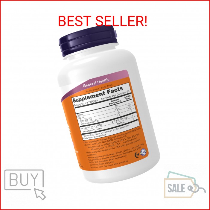 NOW Supplements, Lecithin 1200 mg with naturally occurring Phosphatidyl Choline,