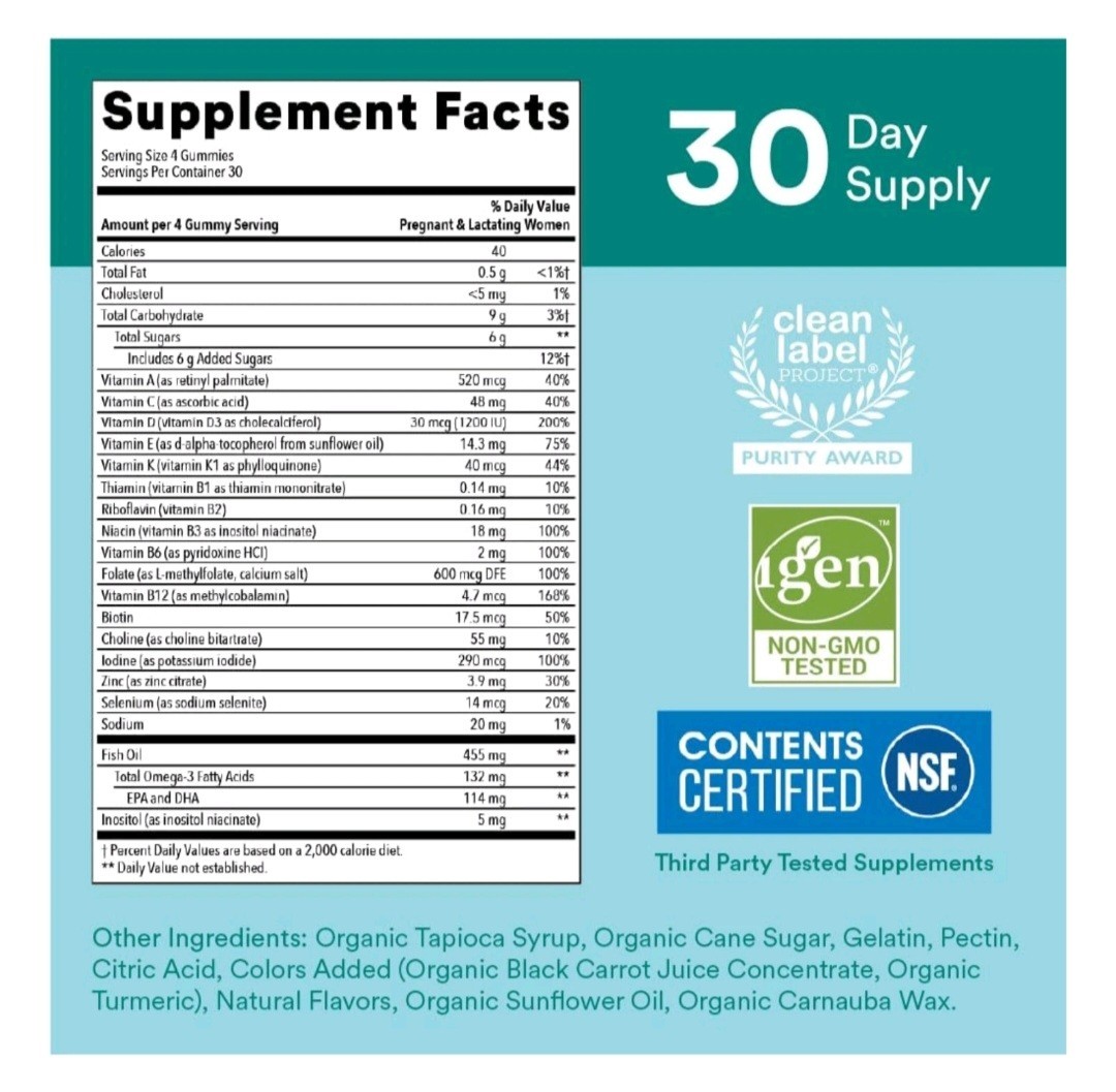 SmartyPants Prenatal Complete 120 Gummies No Artificial Flavors, Great Price