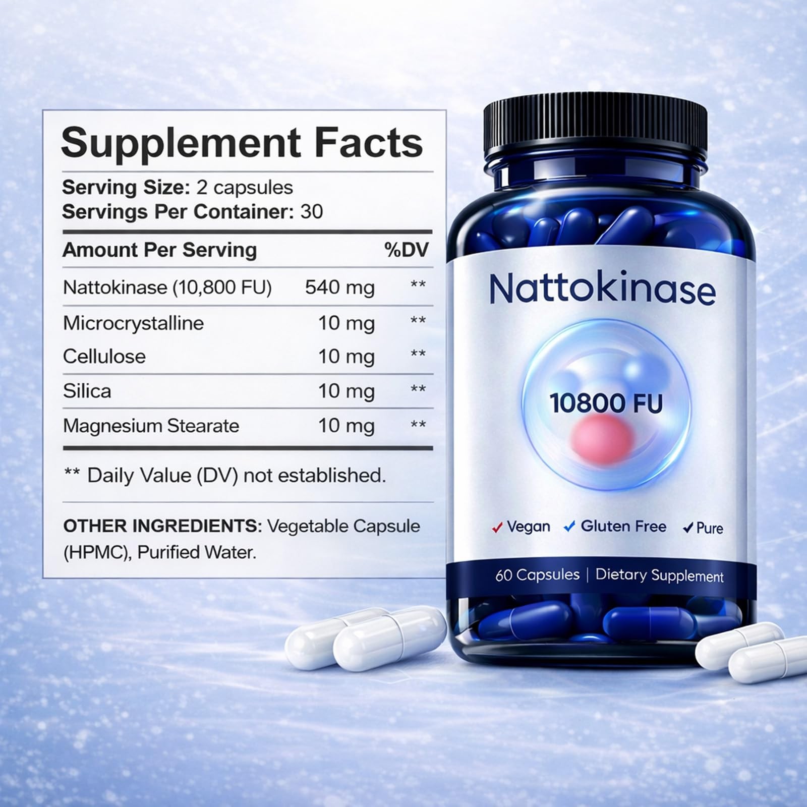 Nattokinase 10800 Supplement FU Per Serving 60 Capsules Expiry 2026 4 Pack