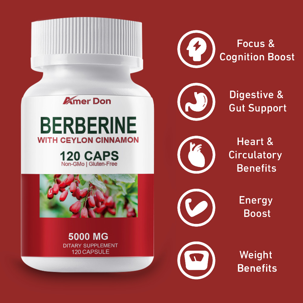 3Packs 1200mg Berberine Capsules, Natural HCL Extract, Healthy Cholesterol Caps