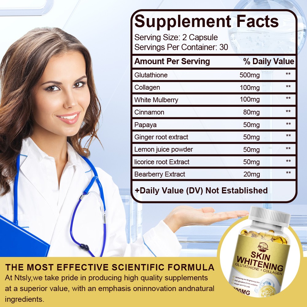 Skin Whitening Capsules L-Glutathione 600mg Anti Oxidation Brightening Skin