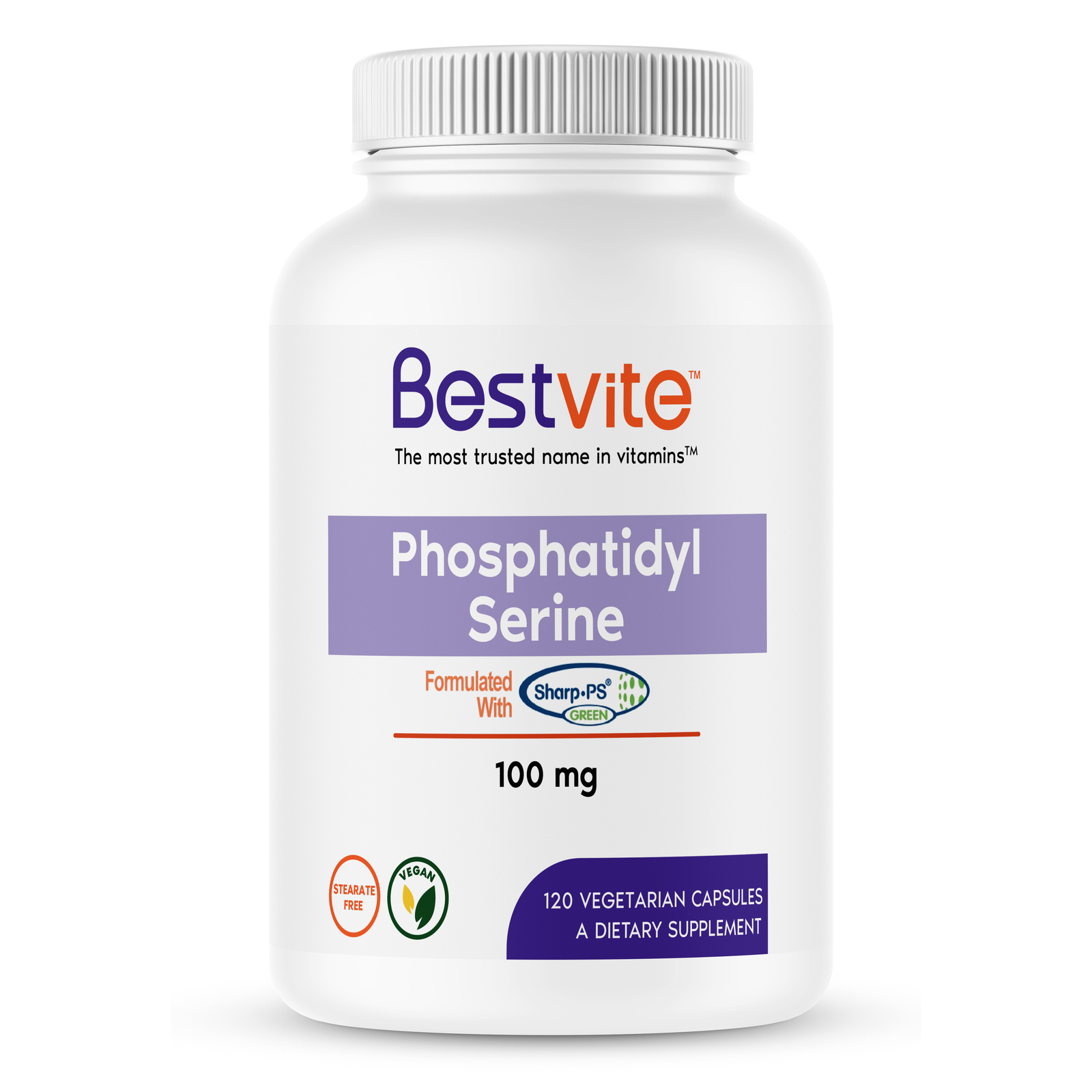 Phosphatidylserine 100mg (120 Vegetarian Capsules)-Vegan-Gluten Free-Non GMO