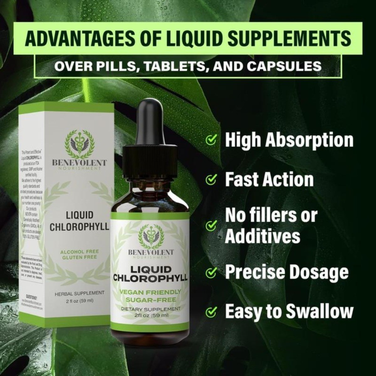 Liquid Chlorophyll Drops – Internal Deodorant, Detox Support, Gut & Liver Health