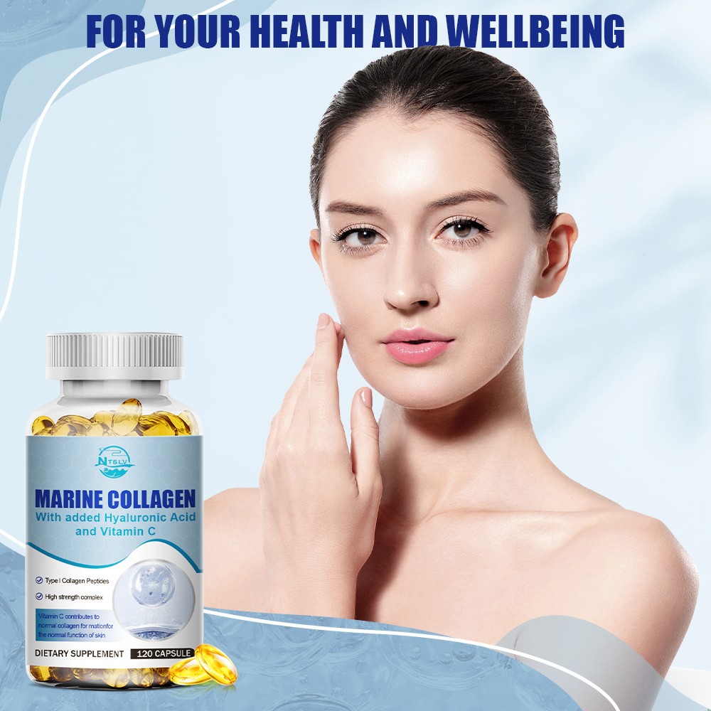 Marine Collagen Peptides 120 Capsules Hyaluronic Acid Vitamin C