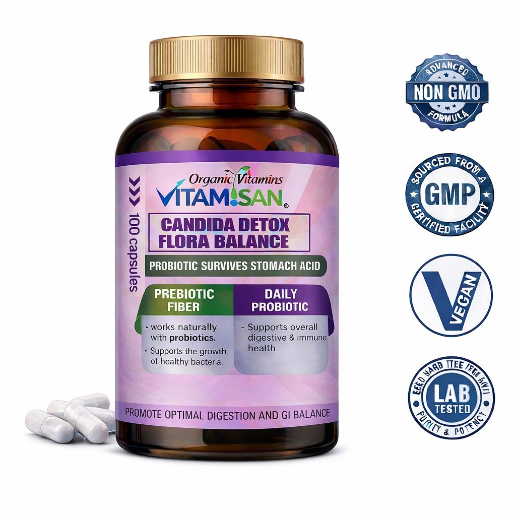 Candida Detox Flora Balance Advanced Probiotic Prebiotic 100 Capsule