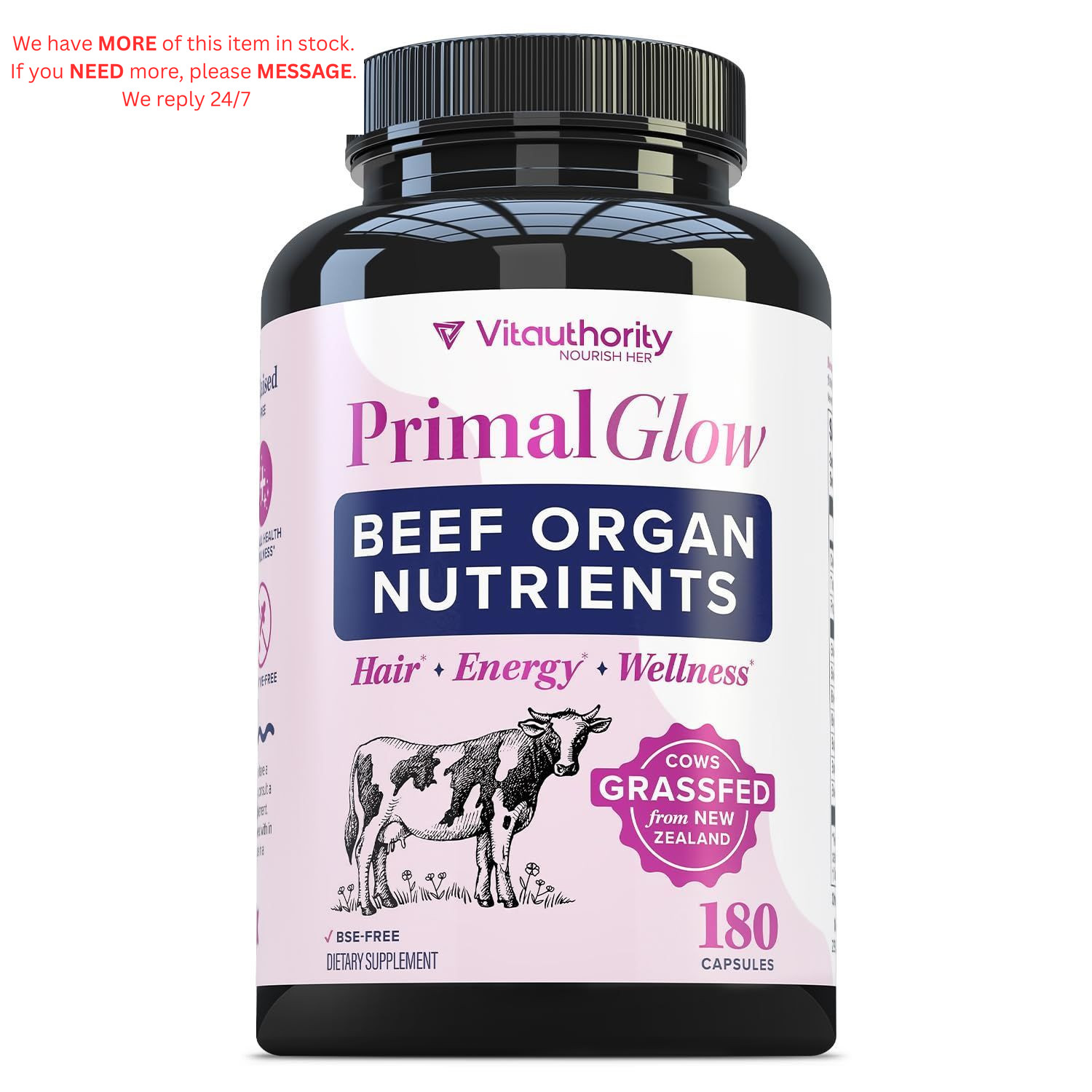 Beef Organ Supplement for Women | Grass-Fed, 180 Count (Pack of 1)