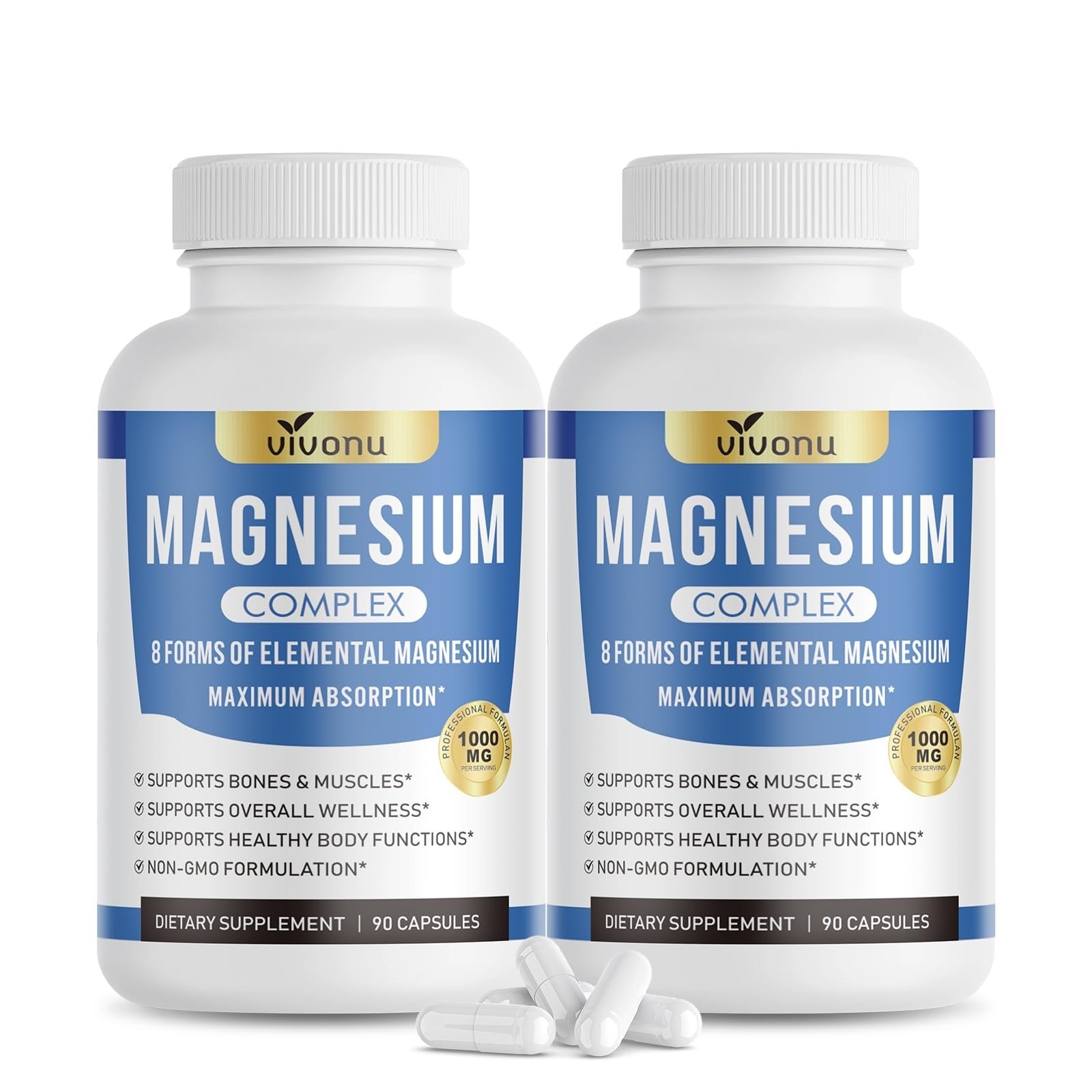 VivoNu Magnesium Complex 1000mg for Women 90 Capsules Non-GMO