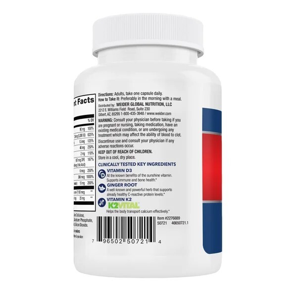Weider Artery Health with Vitamin K2 Plus D3, 90 Veggie Caps – EXP 06/2026 New!