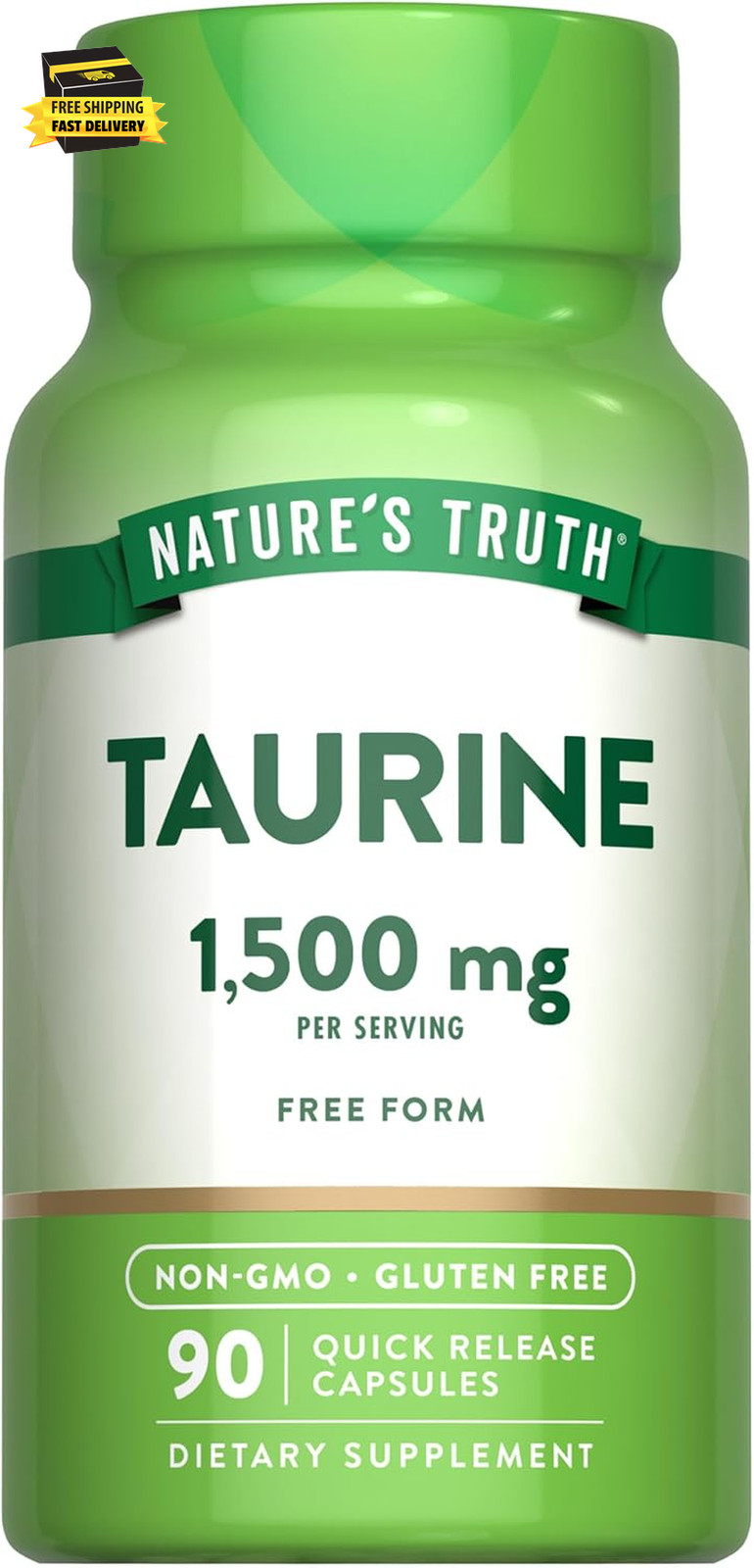 Taurine Supplement | 1500Mg | 90 Capsules | Non-Gmo & Gluten Free Amino Acid Sup