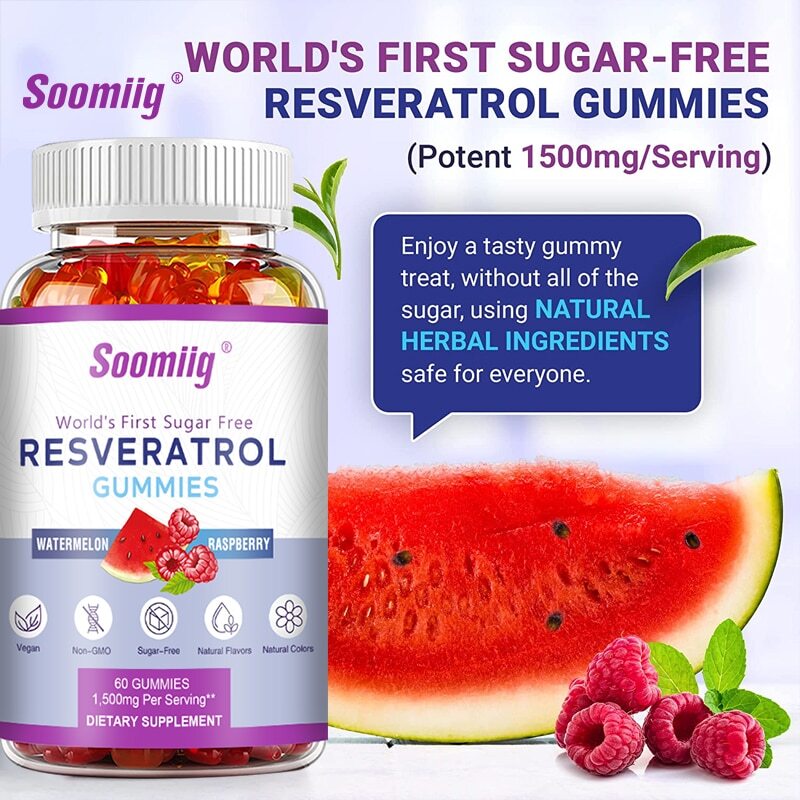 Resveratrol Gummies Anti-Aging Antioxidants, Brain Support, Radiant Skin