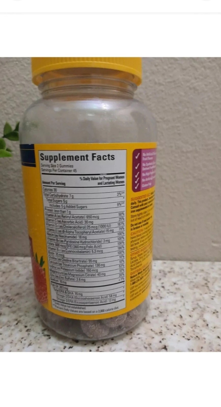 NATURE MADE PRENATAL Gummies FOLIC ACID,+ DHA + CHOLINE 90 GUMMIES Exp:05/2025