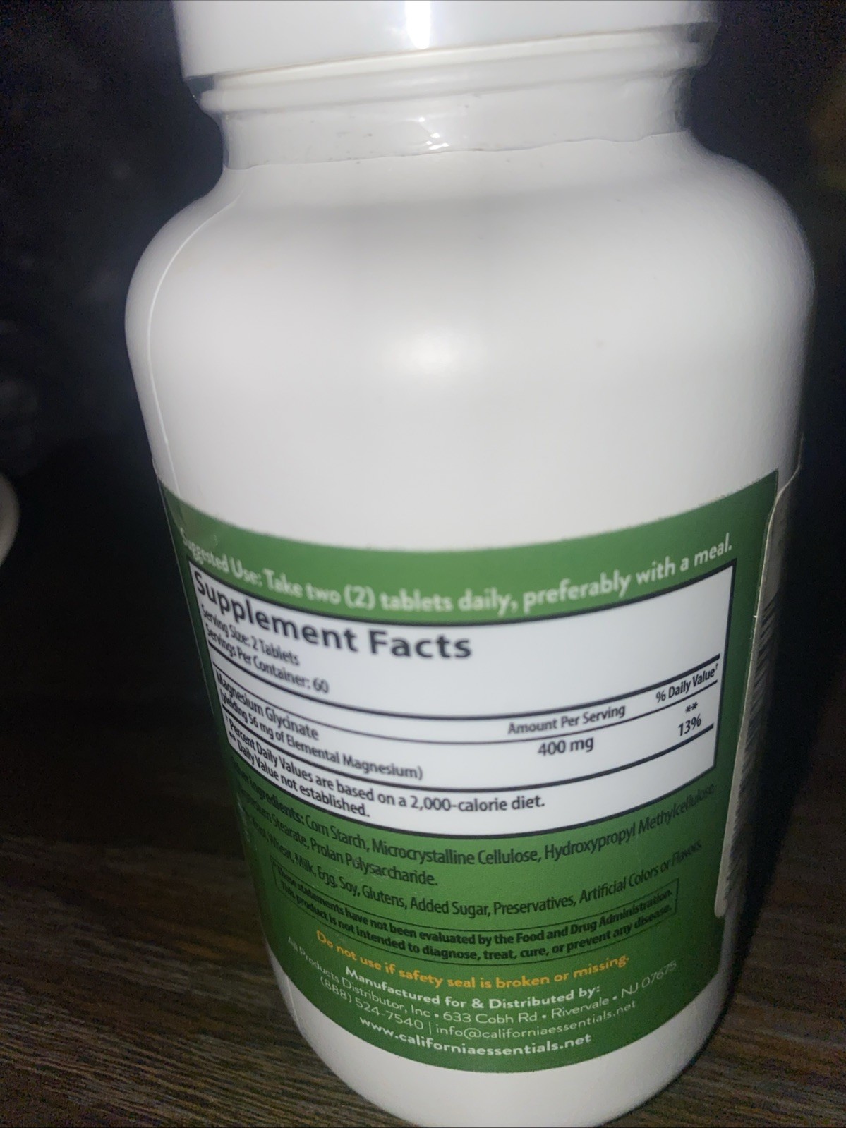 California Essentials Magnesium Glycinate 400 Supplement