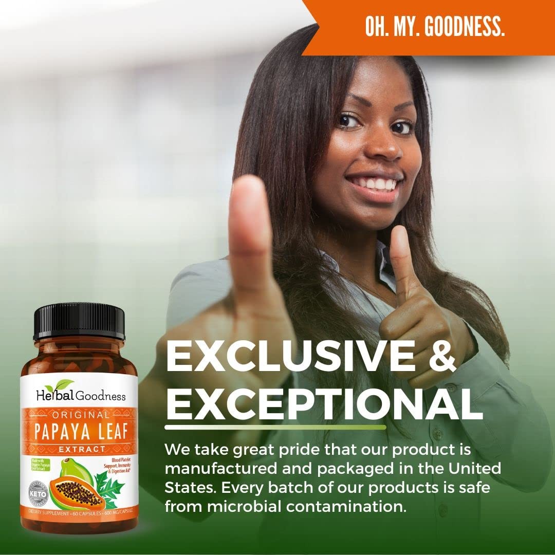 Herbal Goodness Papaya Leaf Extract Digestive Enzymes – 1 Count (Pack of 60)