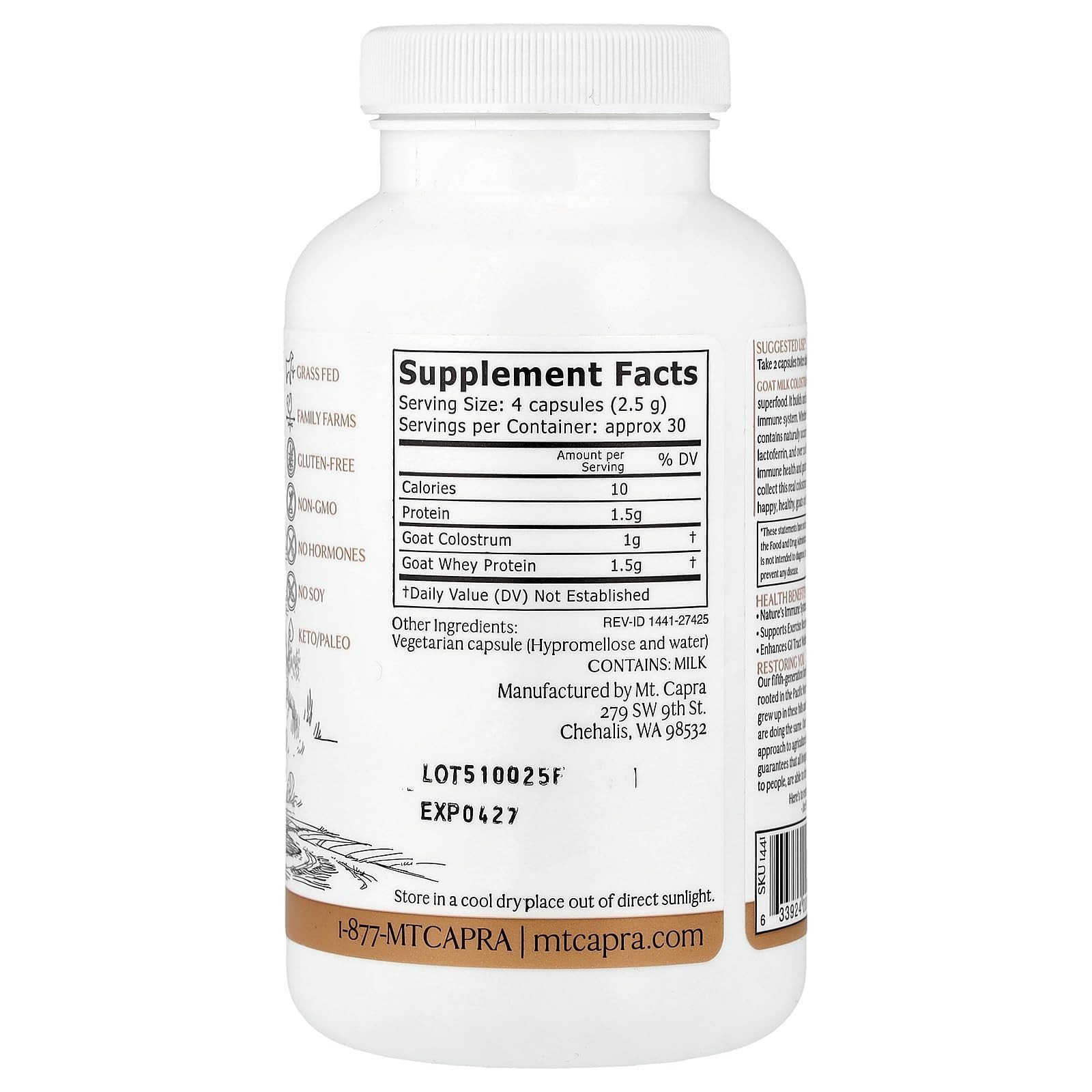 Capra Colostrum – 120 Capsules by Mt. Capra