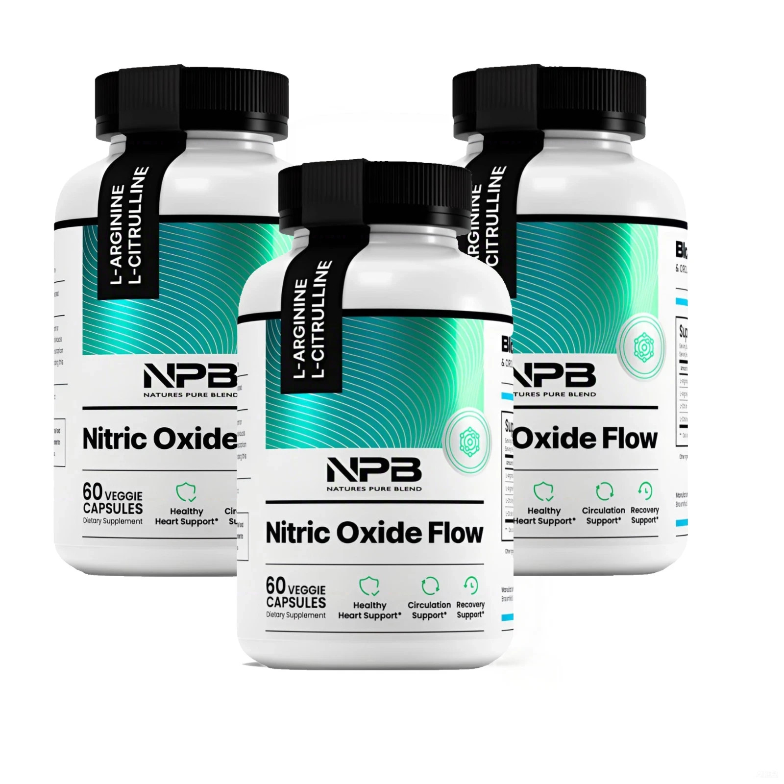 3 pack Nature’s Pure Blend Nitric Oxide Supplement for Men L-Arginine EXP 6/2027